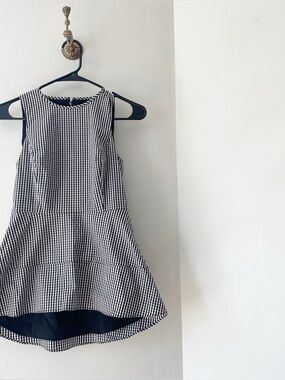 White House Black Market Gingham Peplum Long Top | Size Petit 0